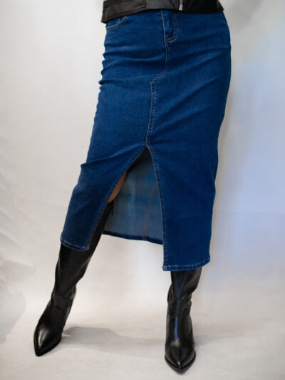Ołówkowa długa jeansowa prosta spódnica