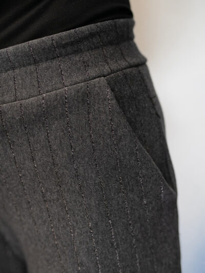 Bawełniane spodnie dzwony ze srebrną nitką z szeroką nogawką