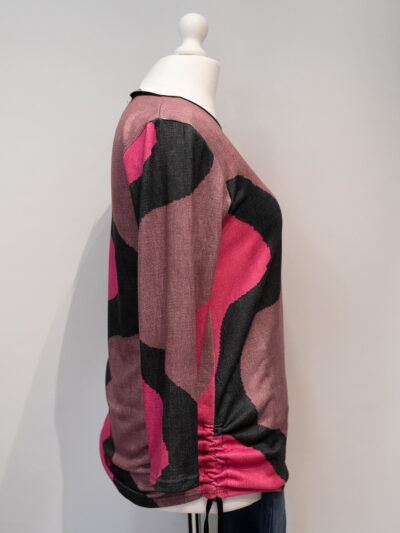 tunika z wiskozy w odcieniach różu we wzory graficzne