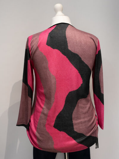 tunika z wiskozy w odcieniach różu we wzory graficzne