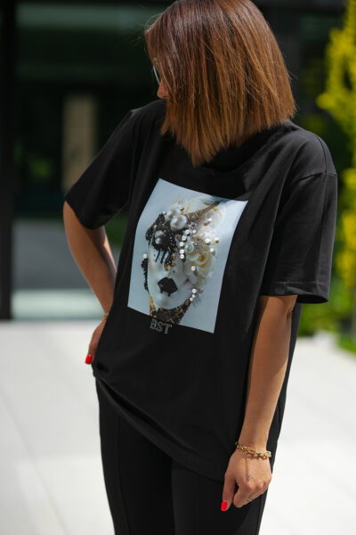 bastet biały t shirt z nadrukiem