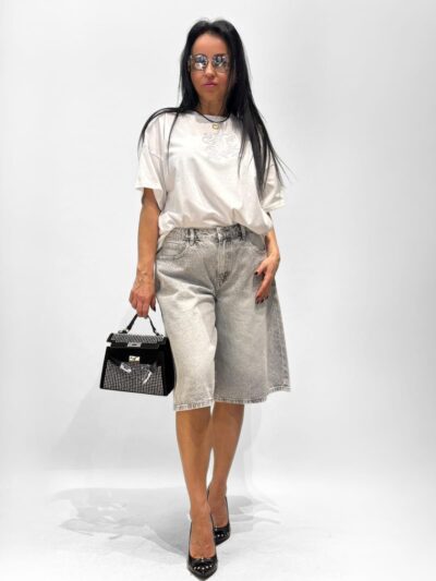 bermudy jeansowe laulia szare