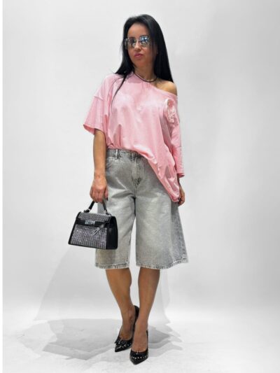bermudy jeansowe laulia szare