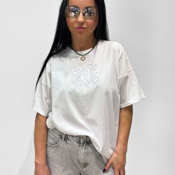 by o la la biały t shirt z haftem