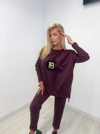 paparazzi fashion bordowa bluza oversize aplikacja jabłko