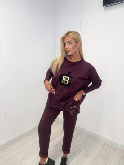 paparazzi fashion bordowa bluza oversize aplikacja jabłko