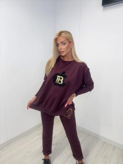 paparazzi fashion bordowa bluza oversize aplikacja jabłko