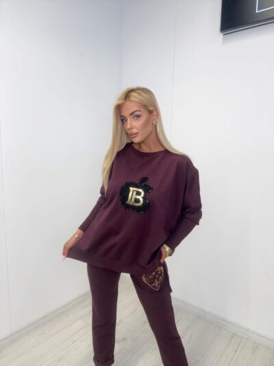 paparazzi fashion bordowa bluza oversize aplikacja jabłko