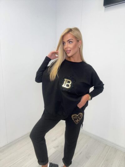paparazzi fashion czarna bluza oversize aplikacja jabłko