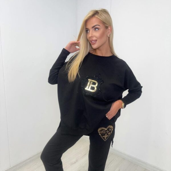 paparazzi fashion czarna bluza oversize aplikacja jabłko