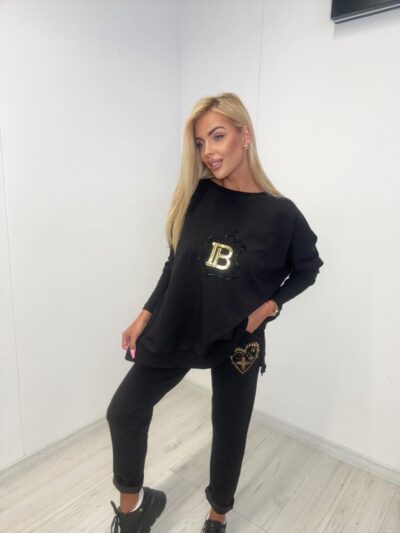 paparazzi fashion czarna bluza oversize aplikacja jabłko