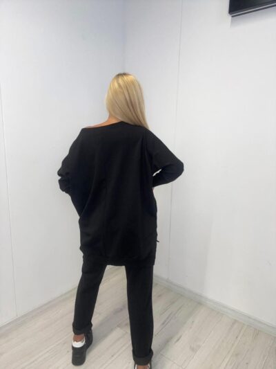 paparazzi fashion czarna bluza oversize aplikacja jabłko