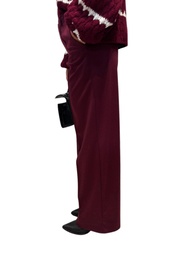banera styl spodnie eleganckie bordowe