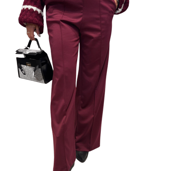 banera styl spodnie eleganckie bordowe