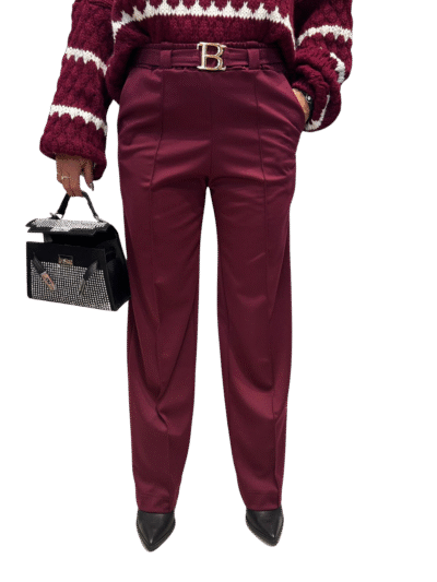 banera styl spodnie eleganckie bordowe